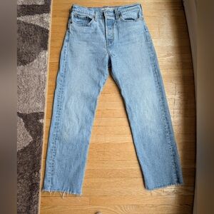 Levi's Wedgie Straight Jeans in Tango Hustle | High Rise Raw Hem 26